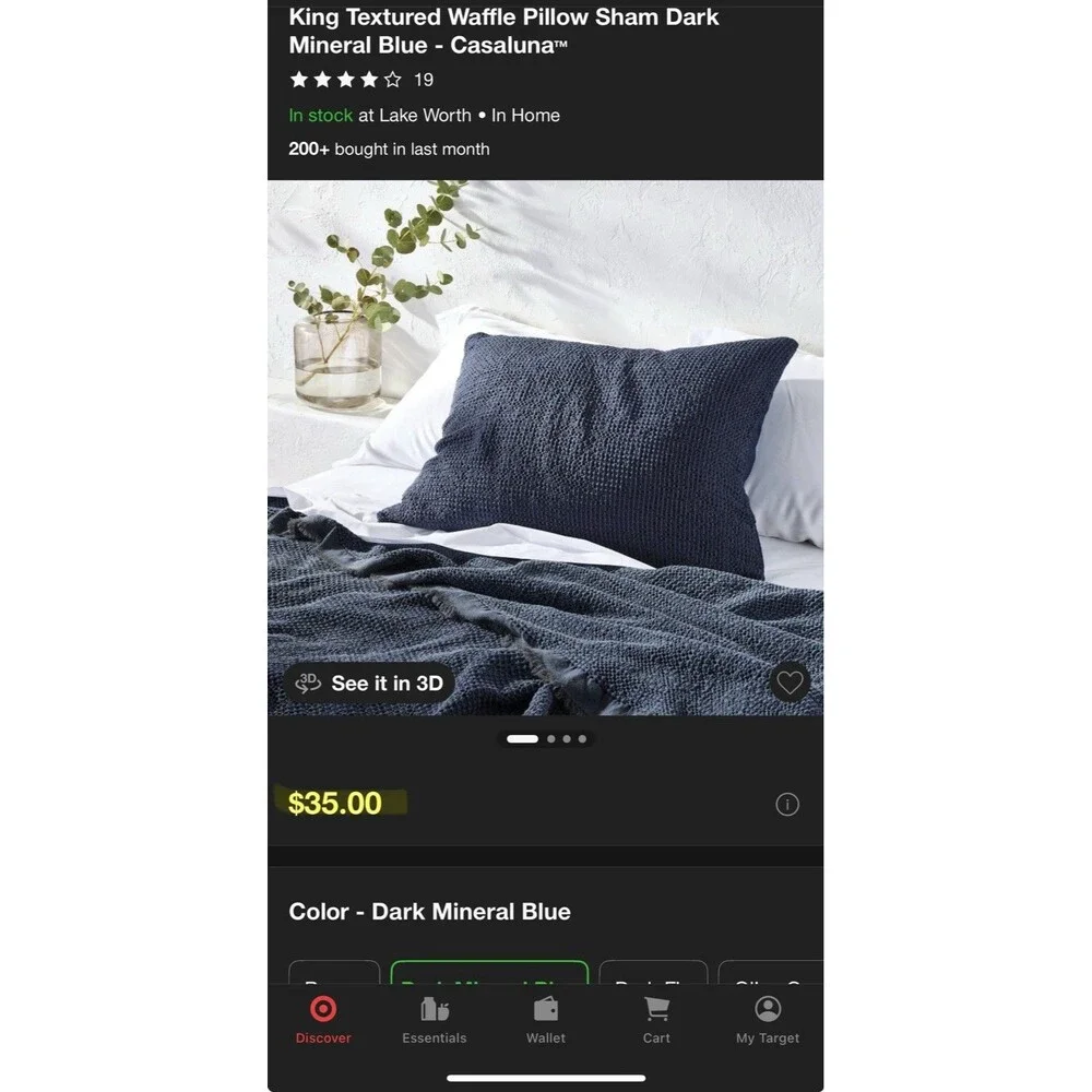 SET! King Textured Waffle Coverlet & 2 King Shams Dark Mineral Blue Casaluna